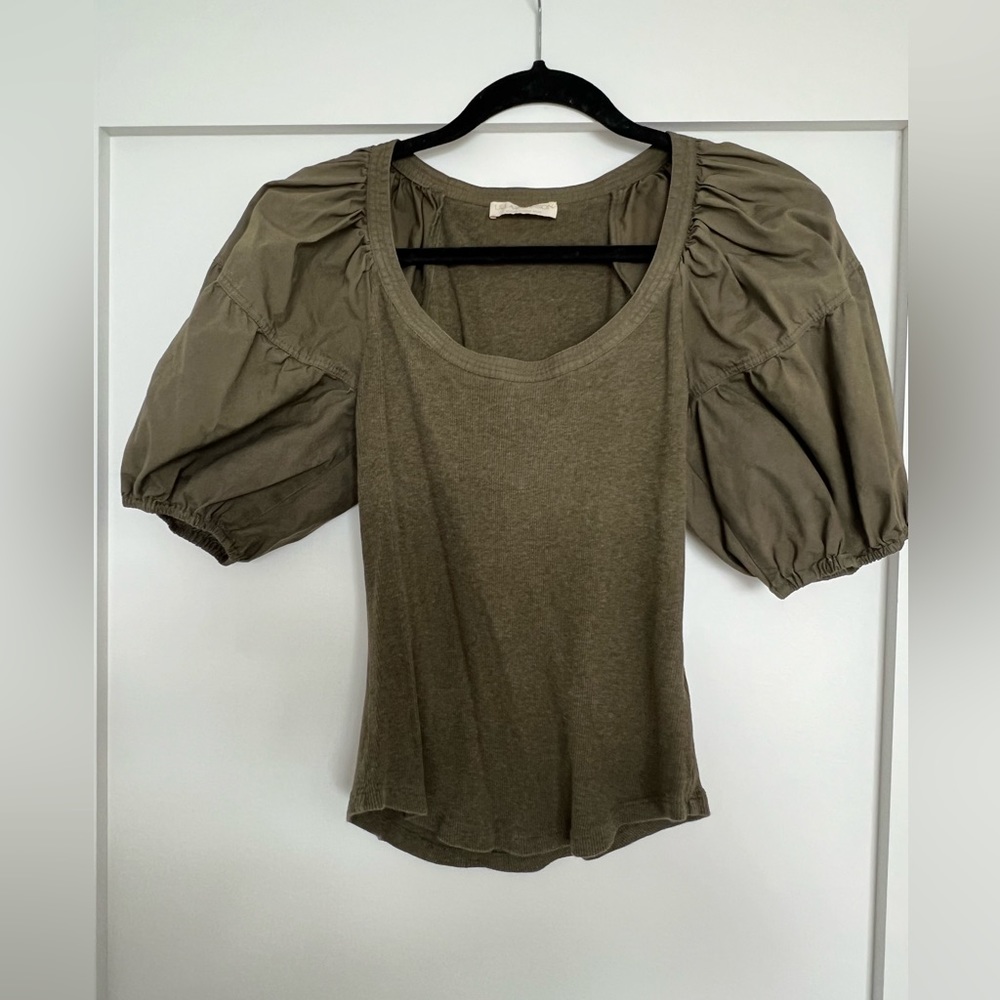 Ulla Johnson Green Puff Sleeve Top